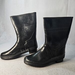 EDDIE BAUER Black Rain Boot Sz7 Round Toe Flats